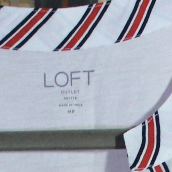 LOFT Outlet White Sleeves Top with Red and Navy Stripes - Picture 4 of 5